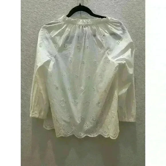 Women's Madewell Eyelet Popover White Top Size XXS - Picture 4 of 5